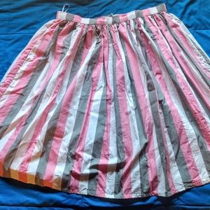 Pink/Grey/White Striped Swing Skirt XL